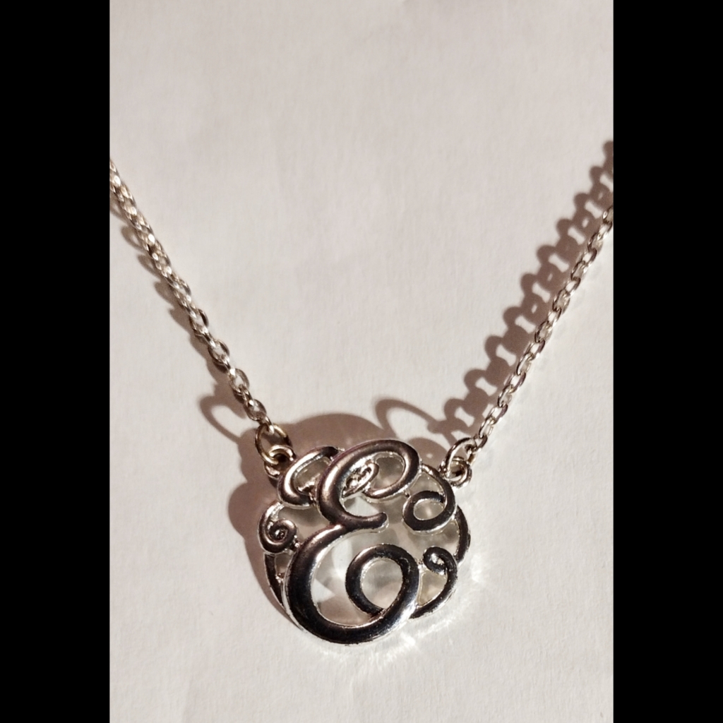 Calligraphy "E" Initial Necklace